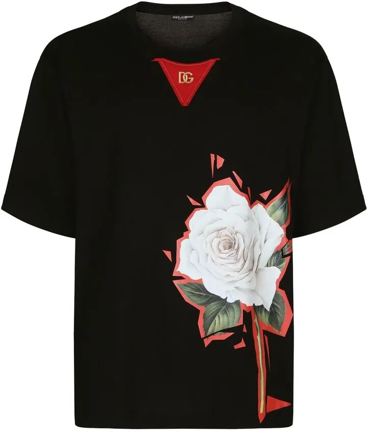 floral-print cotton T-shirt