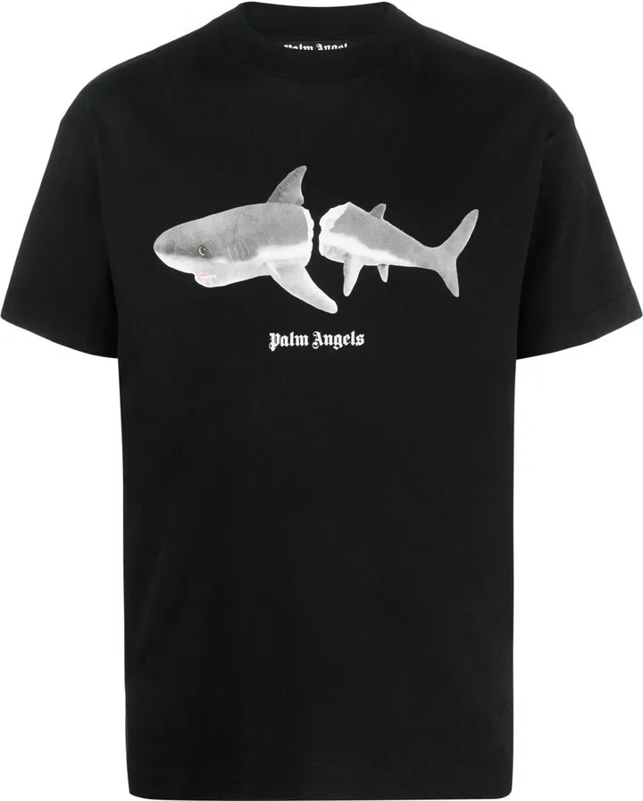 shark-print organic cotton T-shirt