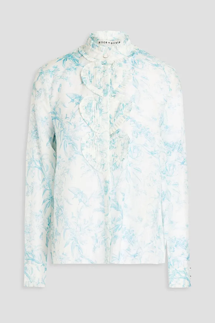 Kurt printed cotton and silk-blend voile blouse