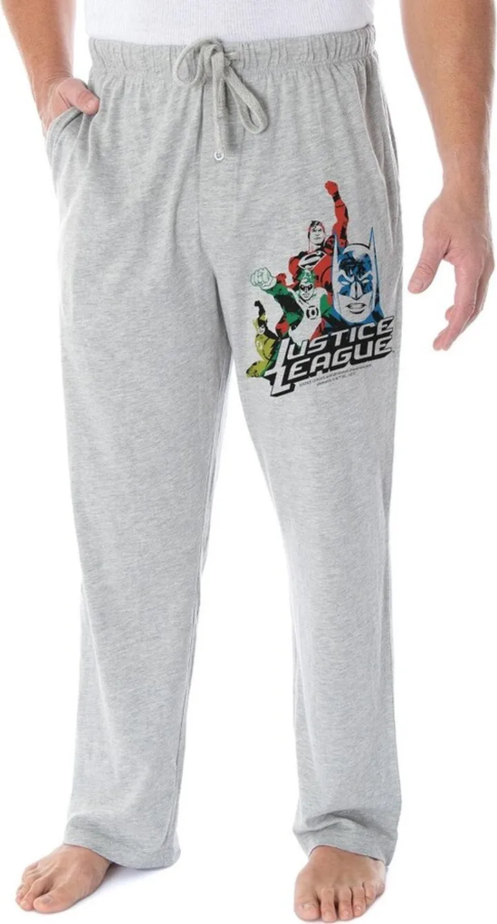 DC Comics Men's Justice League Superheroes Loungewear Sleep Pajama Pants (LG) Grey