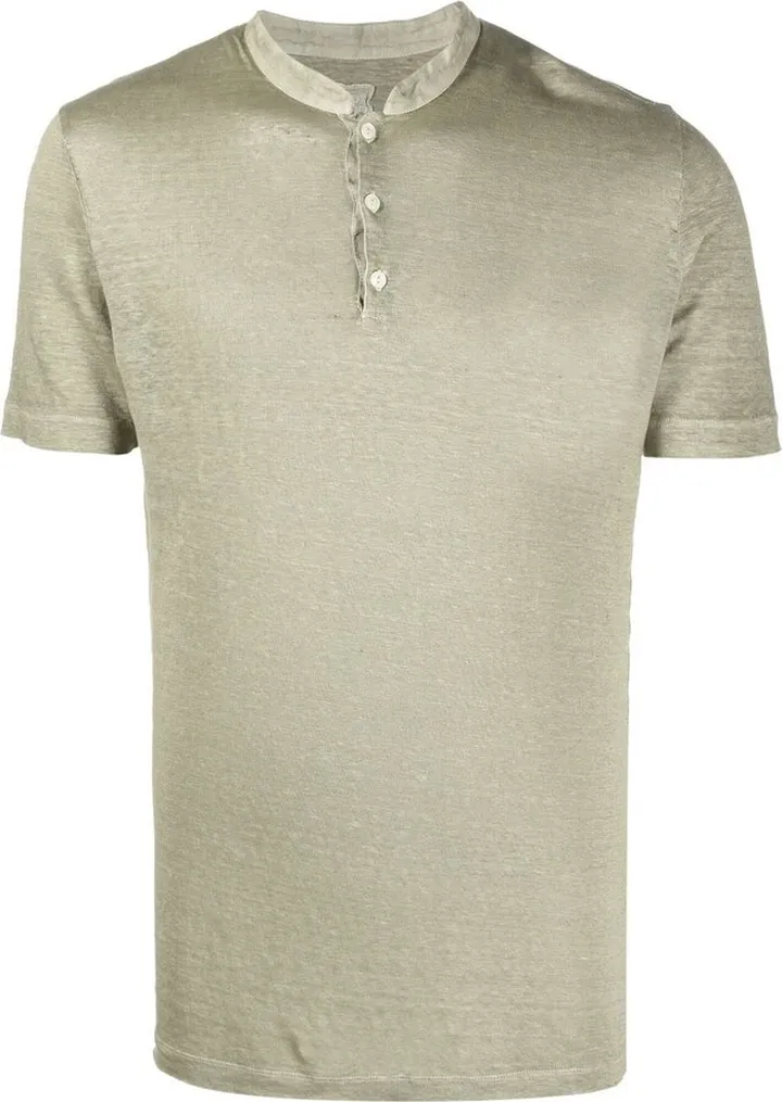 band-collar linen T-shirt