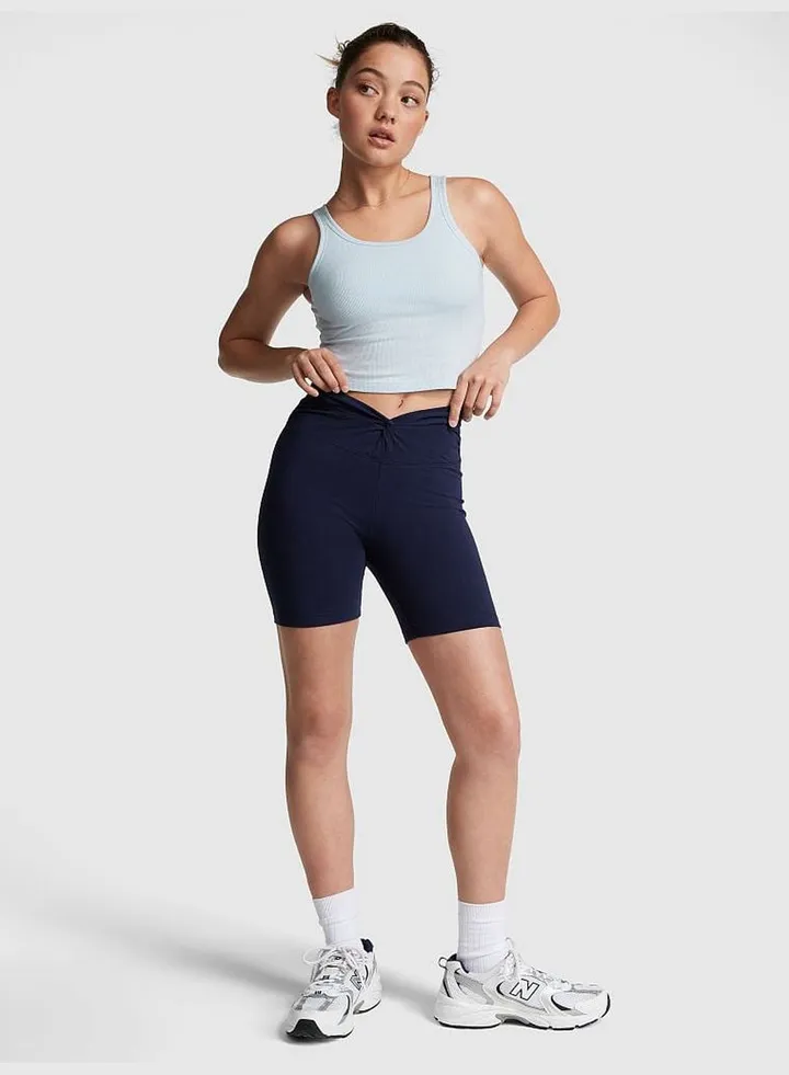 6" Cotton Twist Waist Biker Shorts