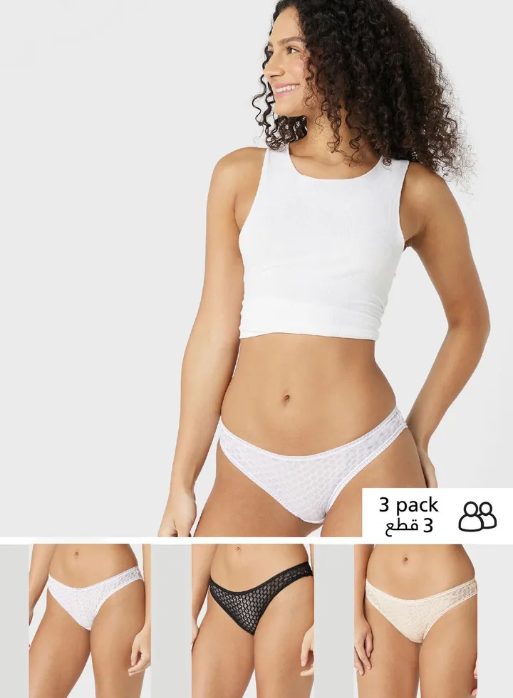 3 Pack Mesh Cheeky Brief