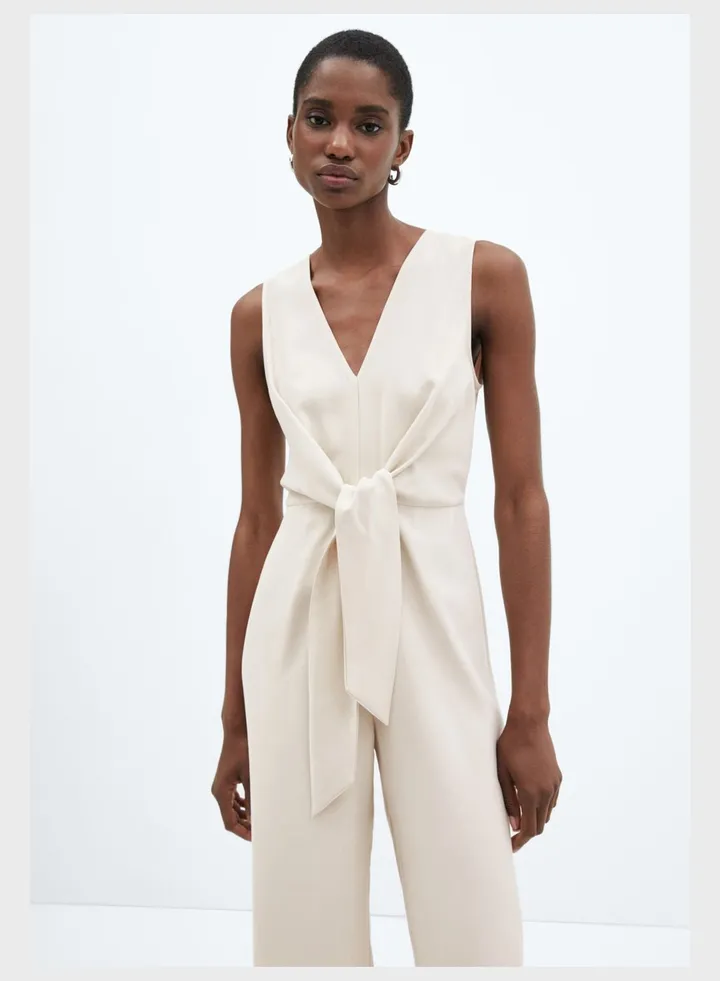 Belted V-Neck Jumpsuit