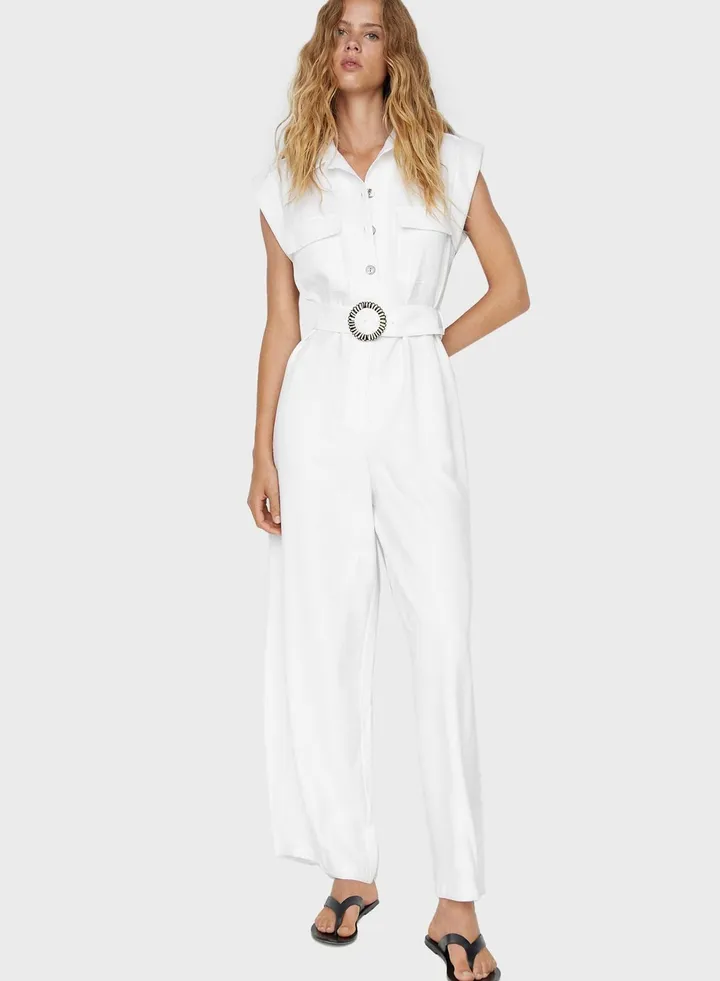 Pocket Detail Belted Jumpsuit