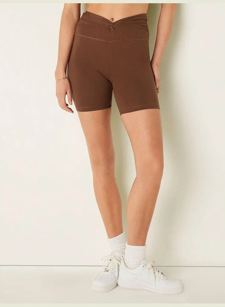 6" Cotton Twist Waist Biker Shorts