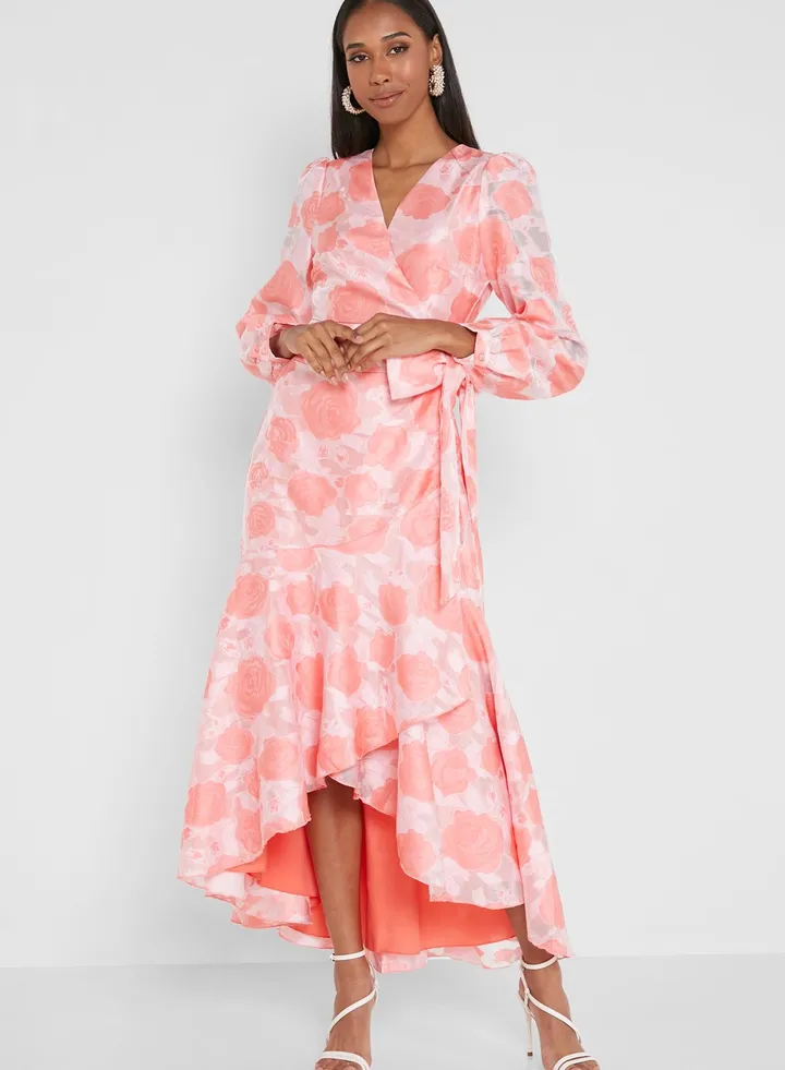 Balloon Sleeve Ruffle Detail Dress