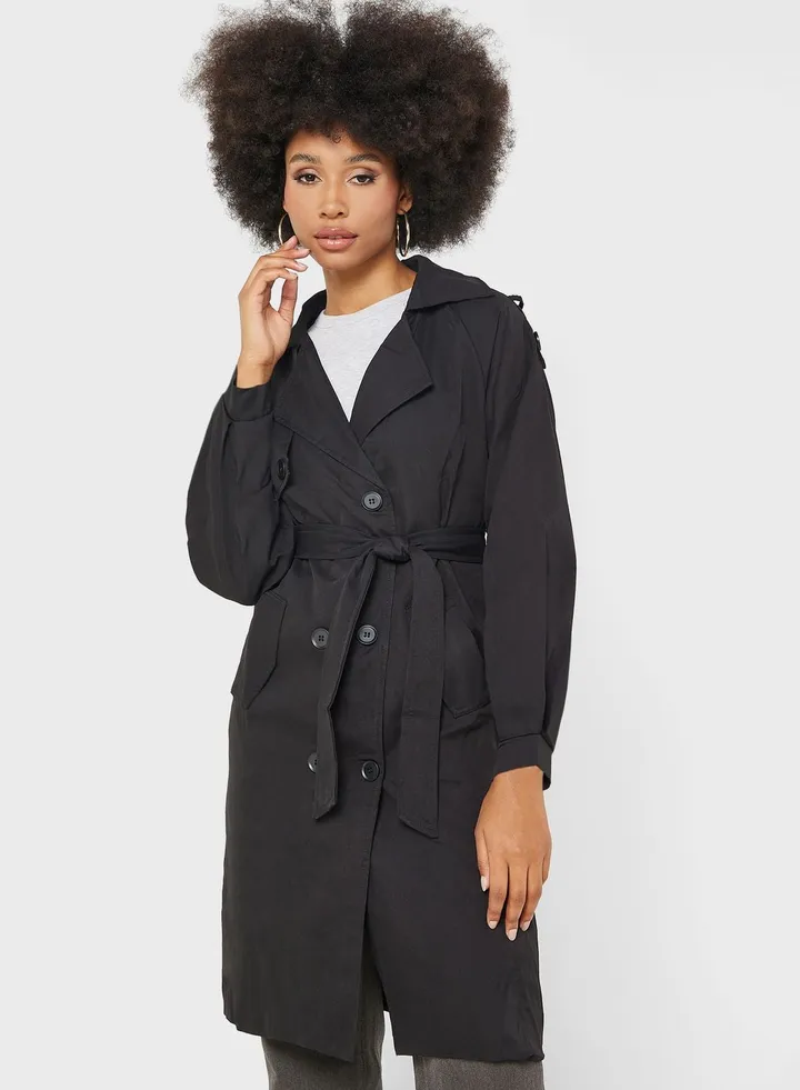 Belted Long Trench Coat