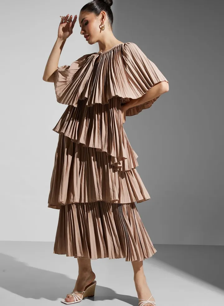 Ruffle Plisse Dress
