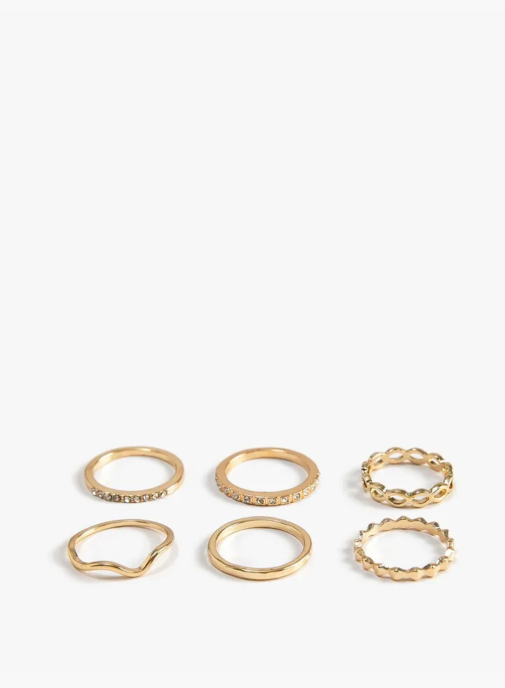 Ring Set 6 Pack Metal Thin Textured