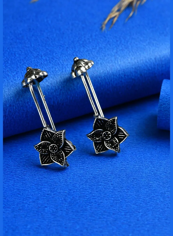 Silver Plated Floral Drop Earring