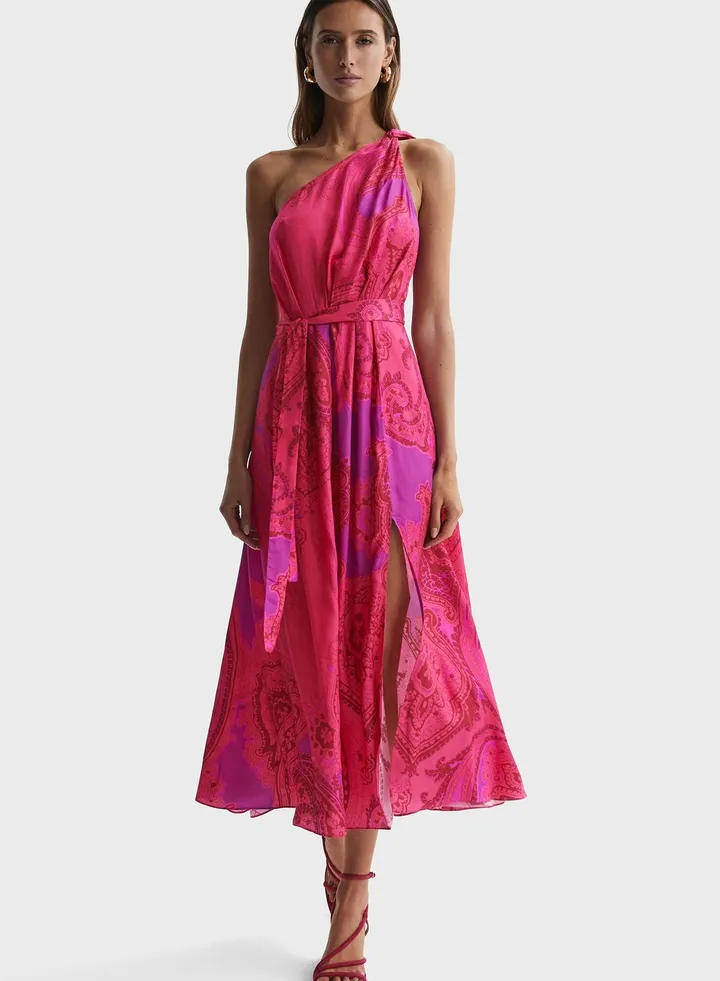 One Shoulder Pleated Dress
