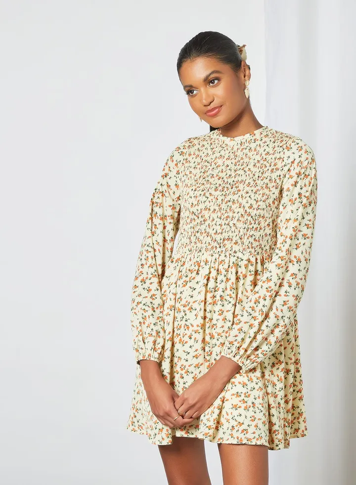 Bella Floral Mini Dress Yellow