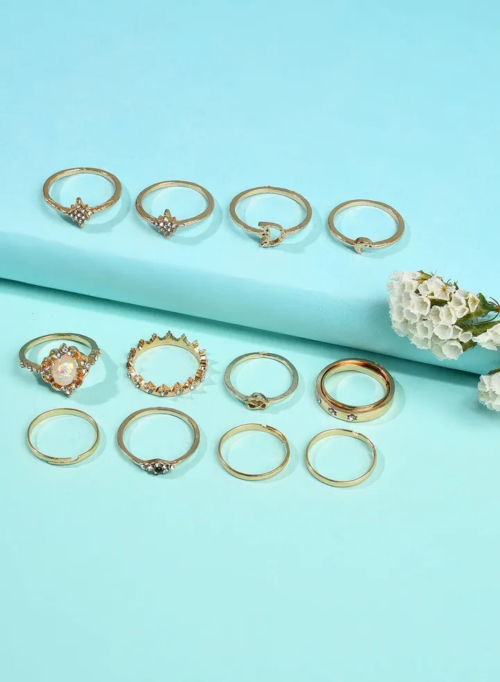 Pack of 12 Gold Plated Pearls Ring