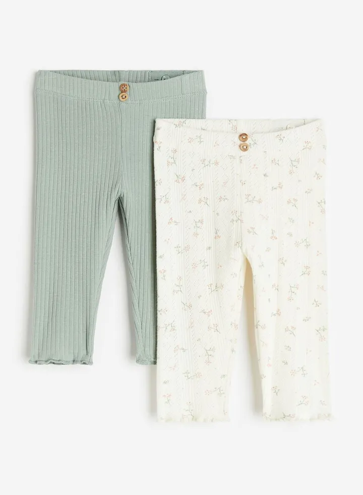 Kids 2 Pack Ribbed Leggings