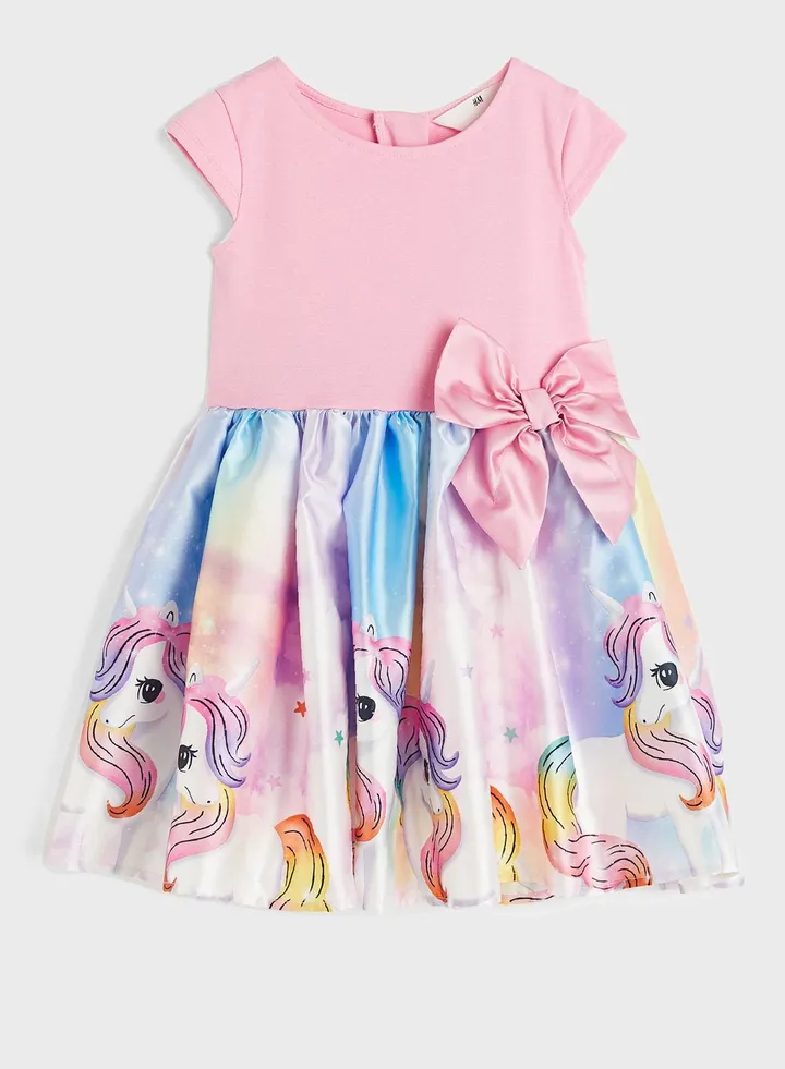 Kids Unicorn Flared Skirt Midi Dress