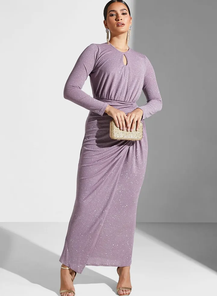 Ruched Detail Shimmer Dress