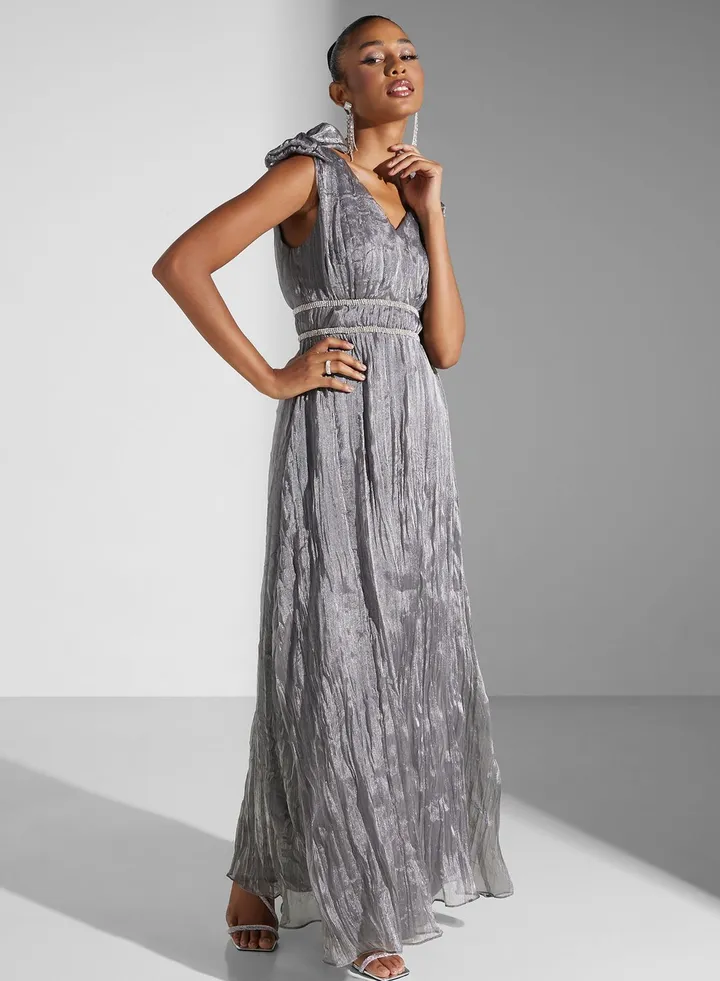 V- Neck Embellished Dress
