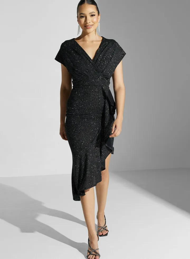 Shimmer Dress With Ruffles