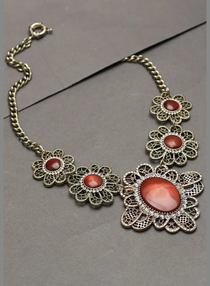Gold Plated Designer Stone Necklace