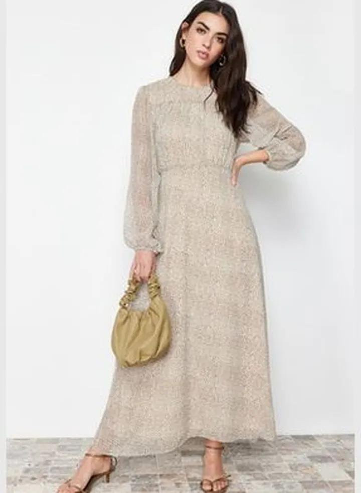 Brown Lined Floral Woven TCTSS24EB00081