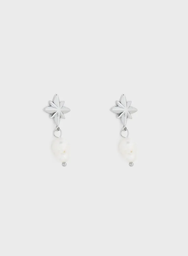 Gyta Star & Pearl Pendant Earrings