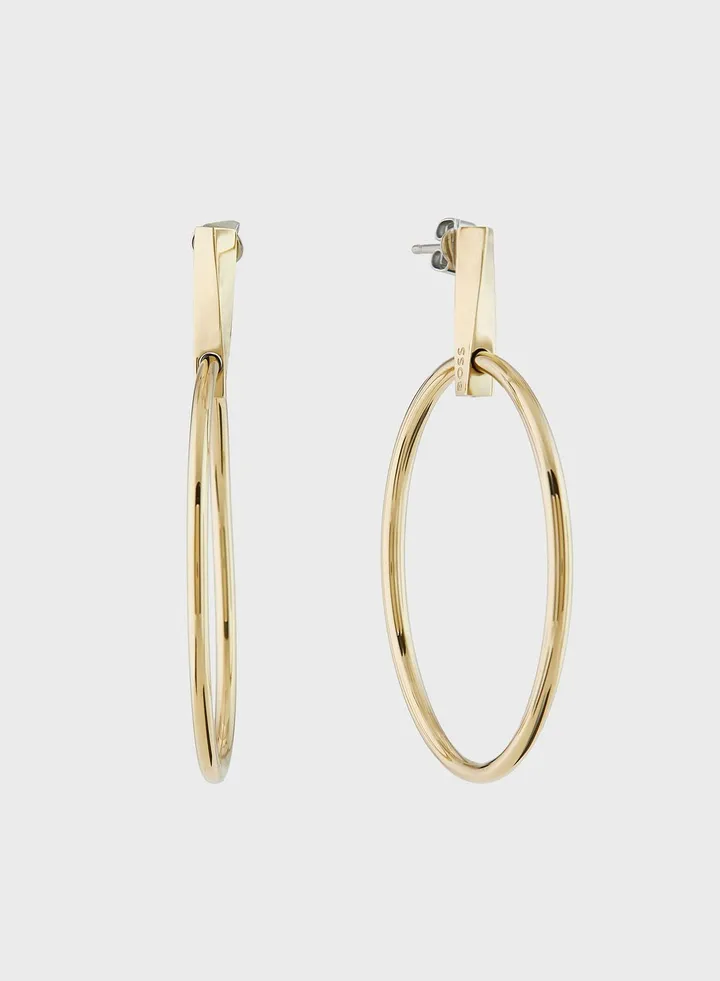 Stainless Steel & Ionic Plated Thin Gold 1 Drop Earrings