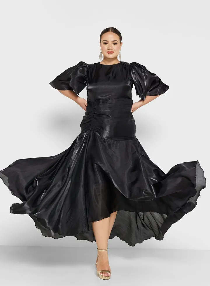 Ruched Detail A-Line Dress