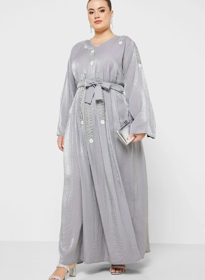 Embellished Plisse Jalabiya