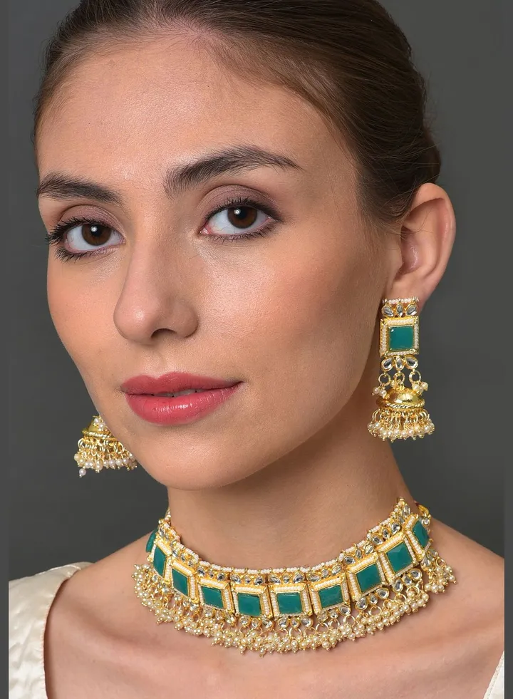 Kundan Pearl Gold Plated Necklace Set