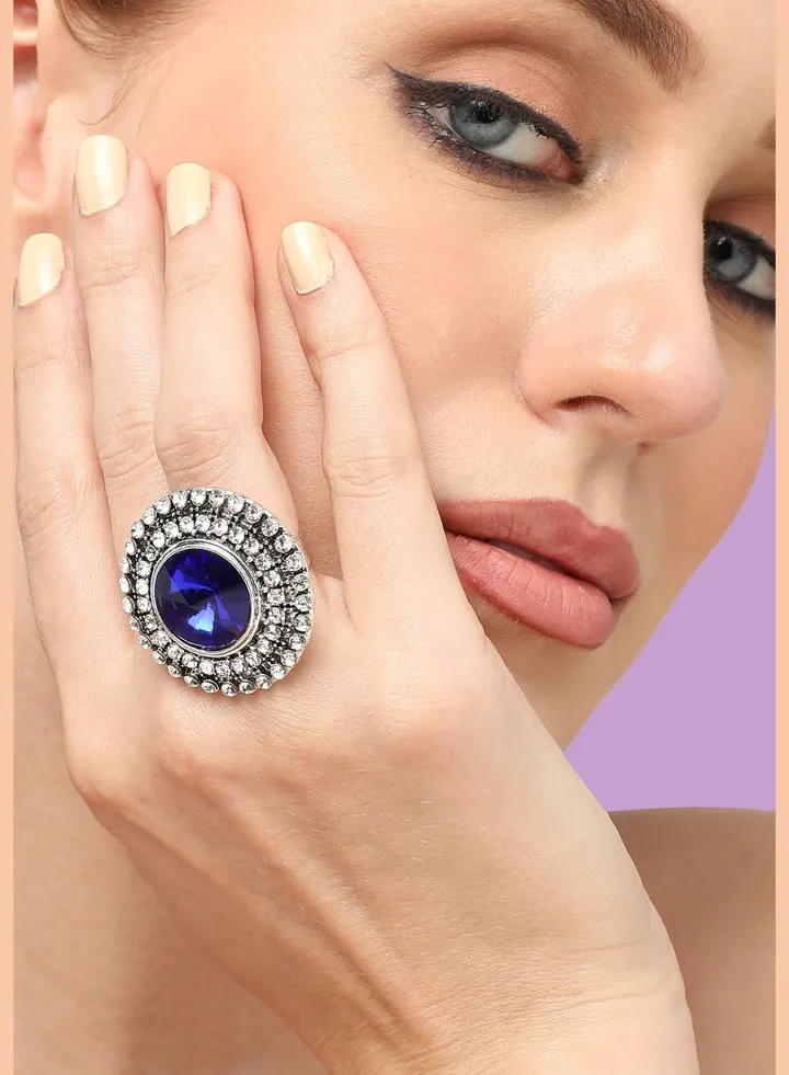 Gold Plated Party Designer Stone Ring For Women