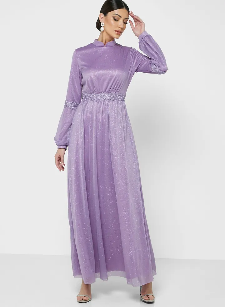Puff Sleeve Shimmer Dress