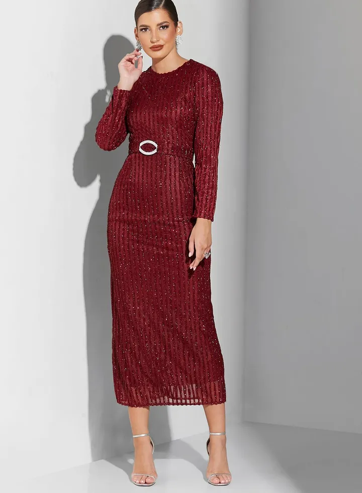 Belted Shimmer Dress