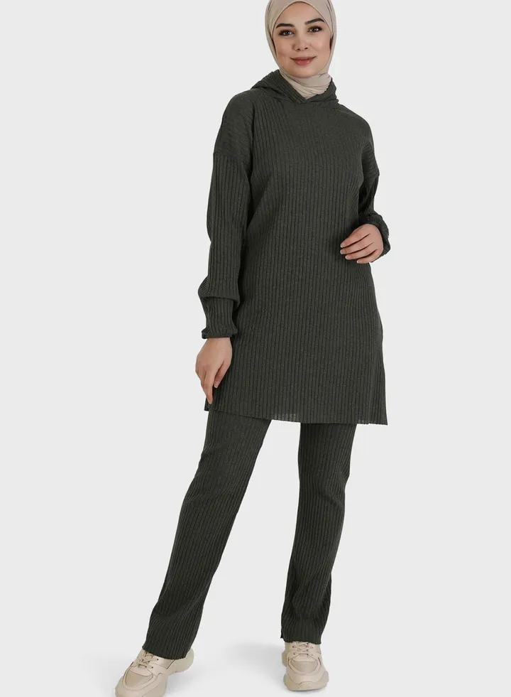 Hooded Ribbed Top