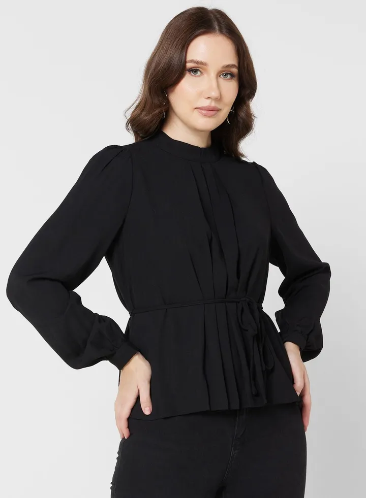 Puff Sleeve Tie Detail Top