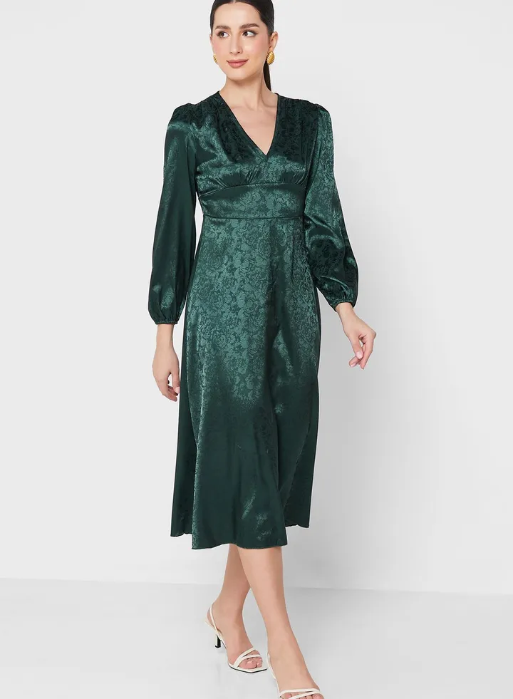 Puff Sleeve Satin Dress