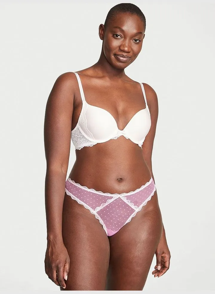 Swiss Dot Lace Thong Panty
