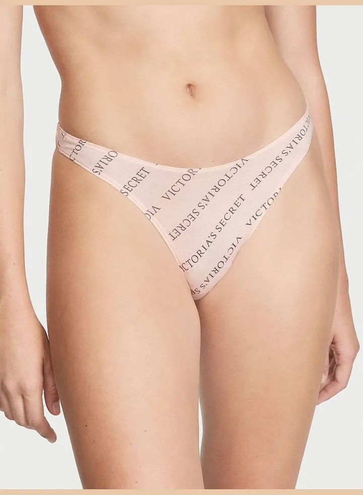 Stretch Cotton High Leg Thong Panty
