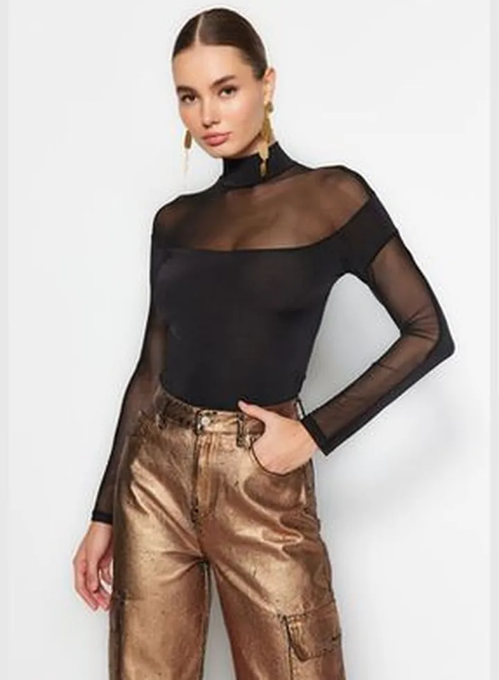 Black Knitted Fitted Bodysuit TPRAW24BD00031
