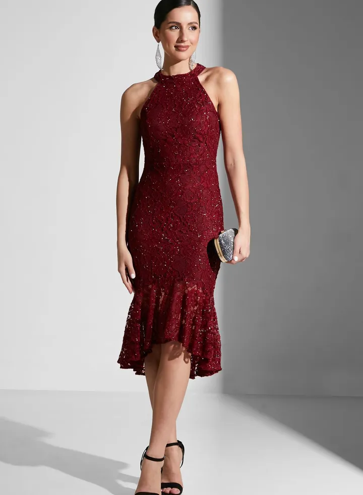 Halter Neck Lace Dress