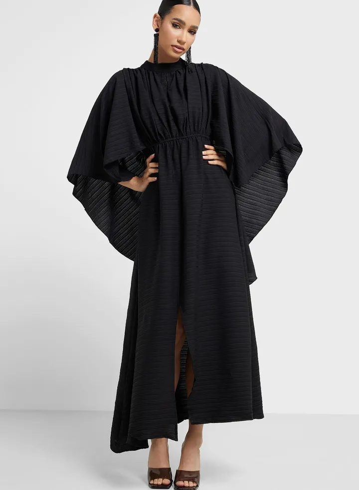 Keyhole Detail Cape Style Dress