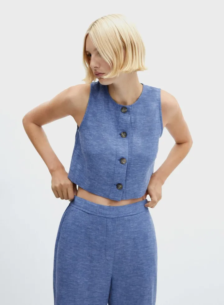 Button Down Crop Top