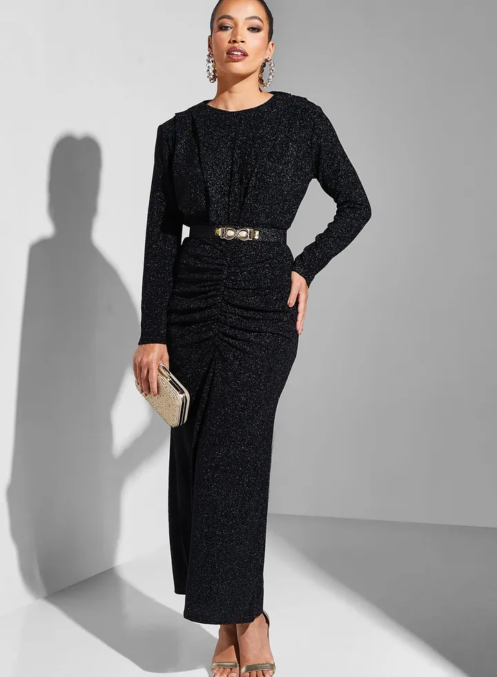 Ruched Detail Shimmer Dress