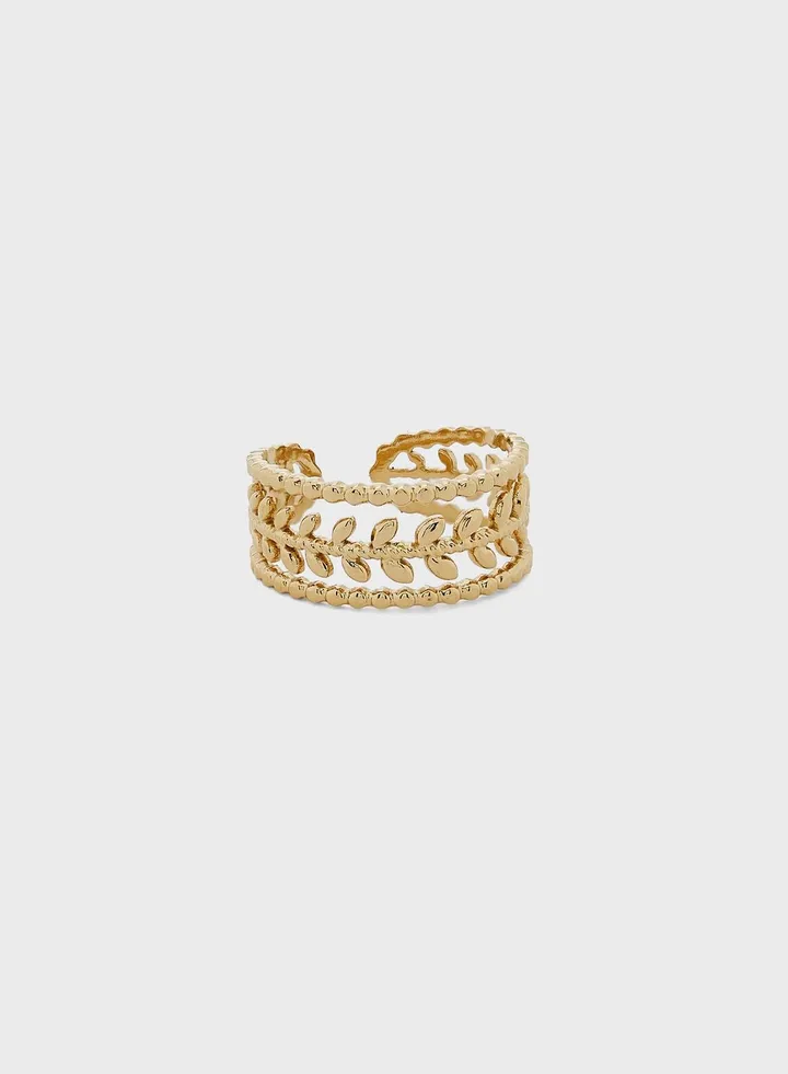 Akiha Beaded Leaf Design Ring