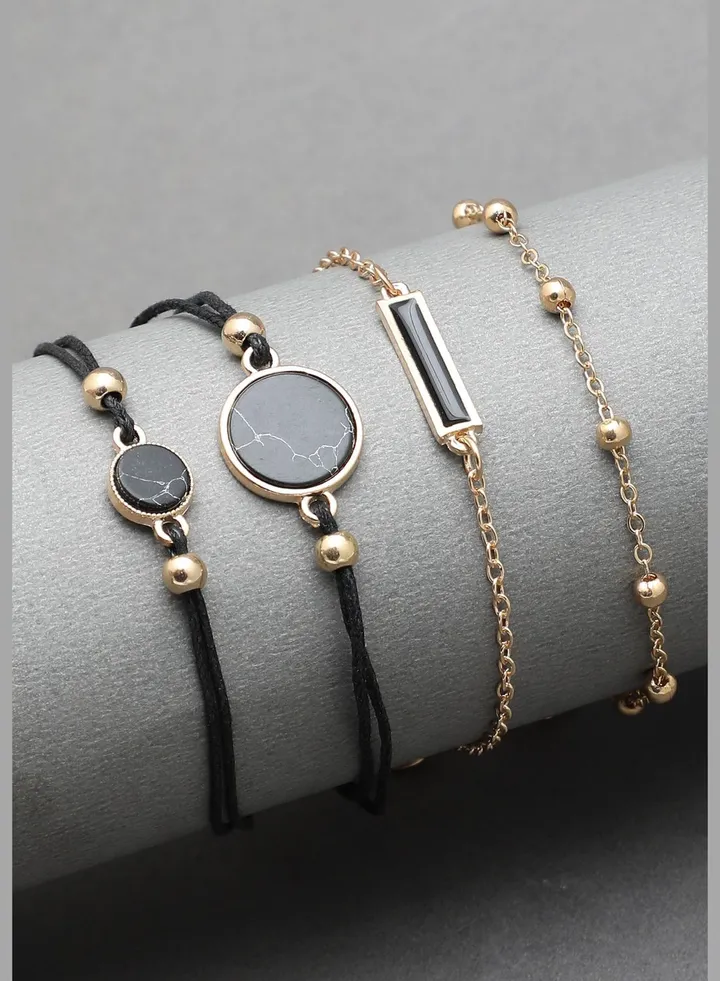 Set of 4 Gold Plated Designer Stone Bracelet