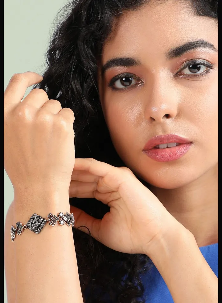 Gold Plated Designer Stone Party Wear Bracelet For Women