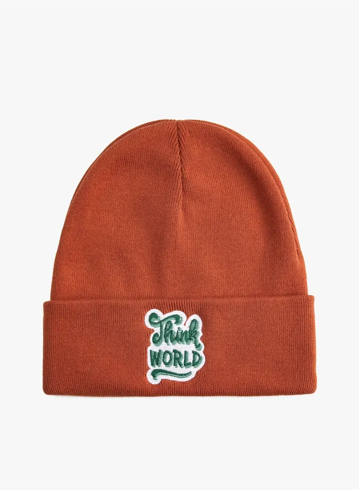 Knit Beanie Embroidered Detail