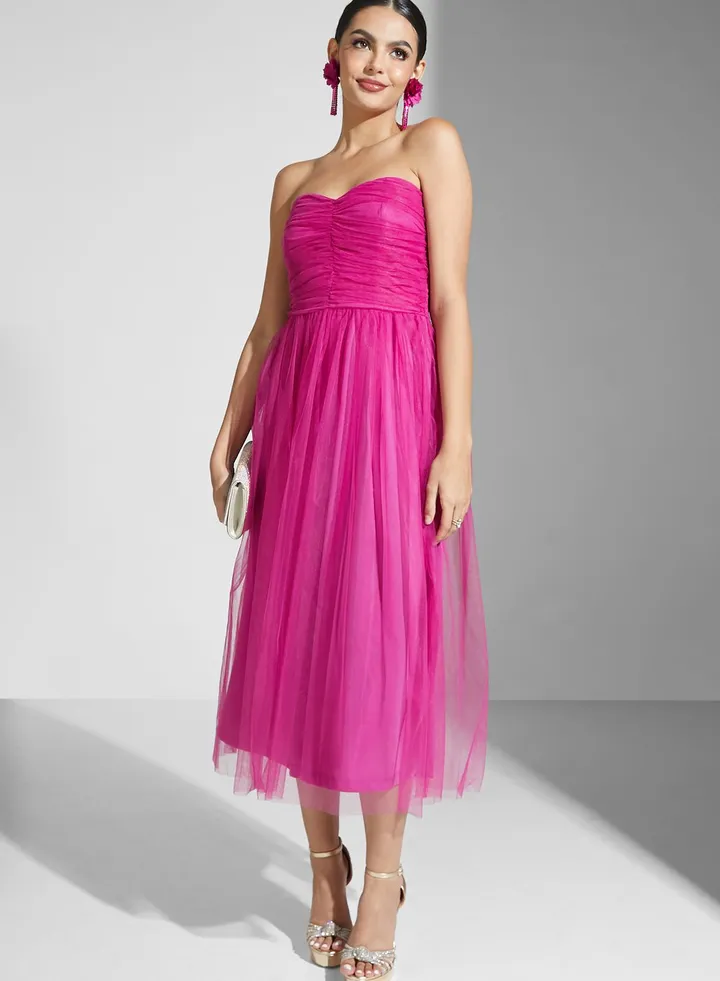Shouq Sweetheart Neckline Strapless Tulle Dress