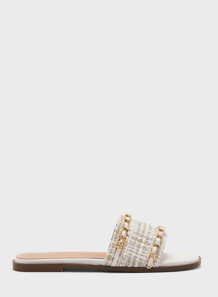 Chain Detail Flat Sandal