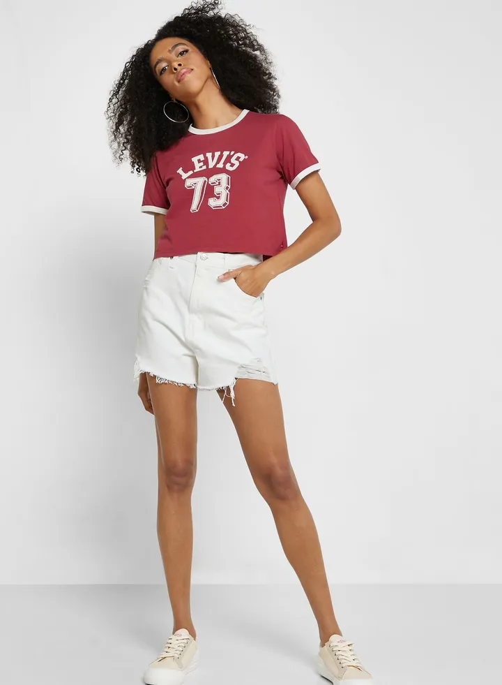 Pocket Detail Denim Mom Shorts